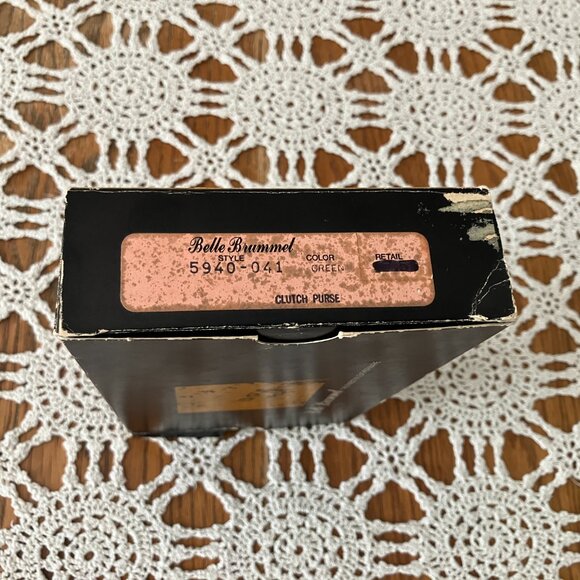 NOS Vintage Belle Brummel Green Leather Clutch Purse with the box - Picture 15 of 15